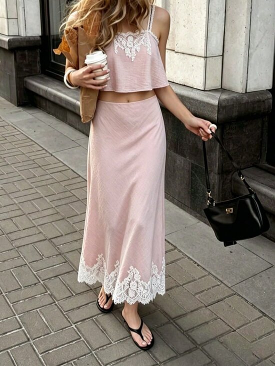 Dresses & Skirts - Pink Elegant Women's Long A-Line Skirt